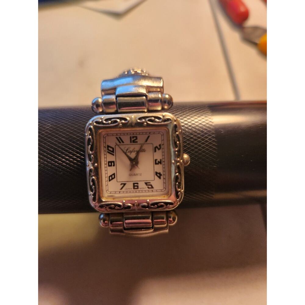 Lafayette Japan silver Cuff Vtg Retro Stainless new battery